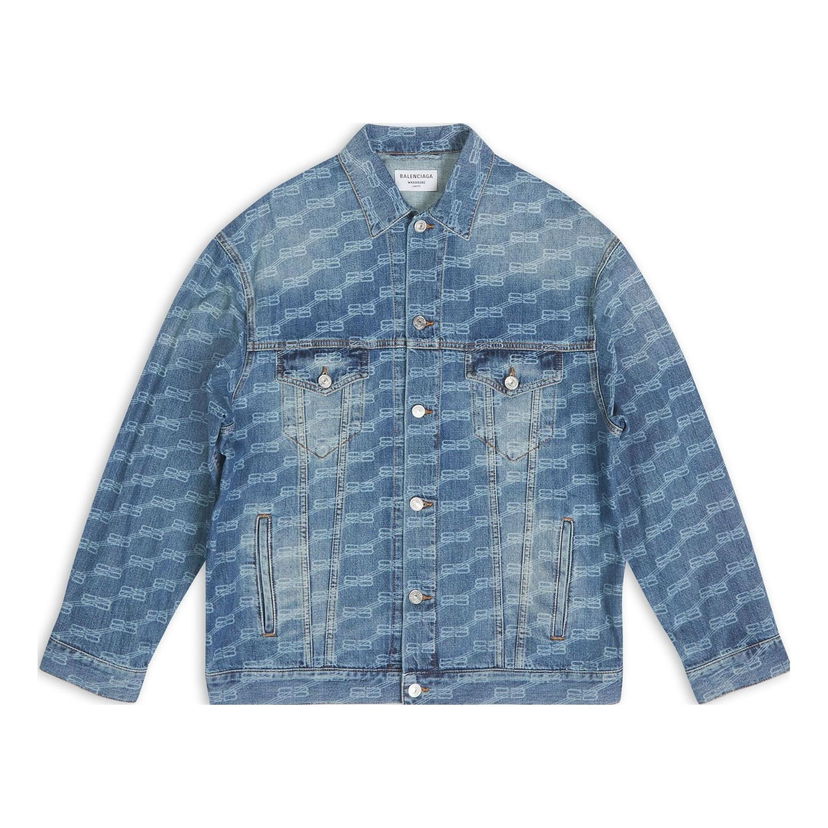 Bunda Balenciaga Monogram Large Fit Denim Jacket Modrá | 675208TMW370443
