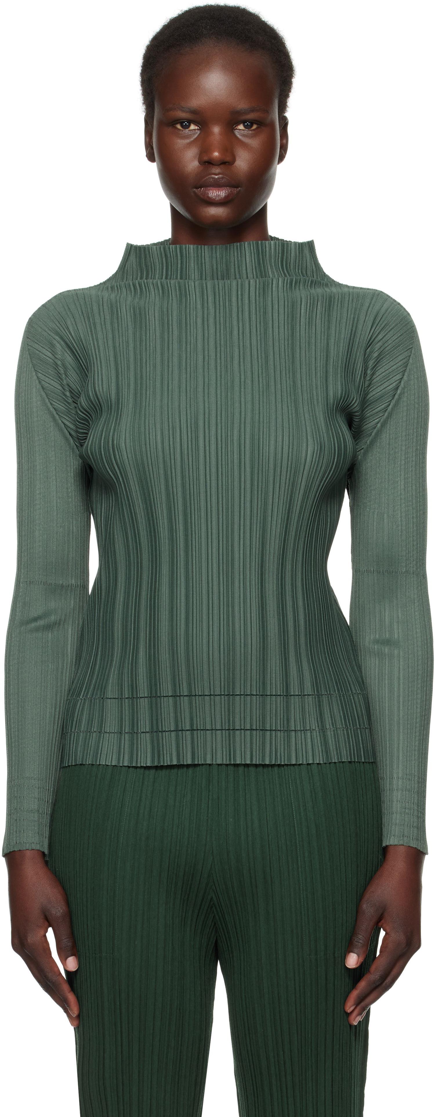 Sveter Pleats Please Issey Miyake Issey Miyake Pleats Please Soft Pleats Mock Neck Top Zelené | PP48JK934, 0