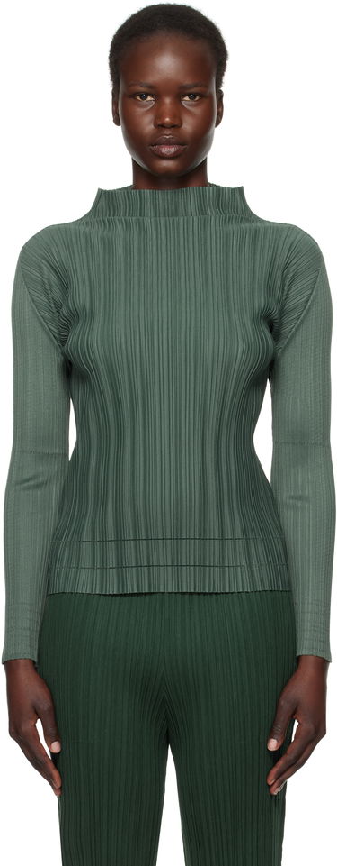 Sveter Pleats Please Issey Miyake Issey Miyake Pleats Please Soft Pleats Mock Neck Top Zelené | PP48JK934, 0
