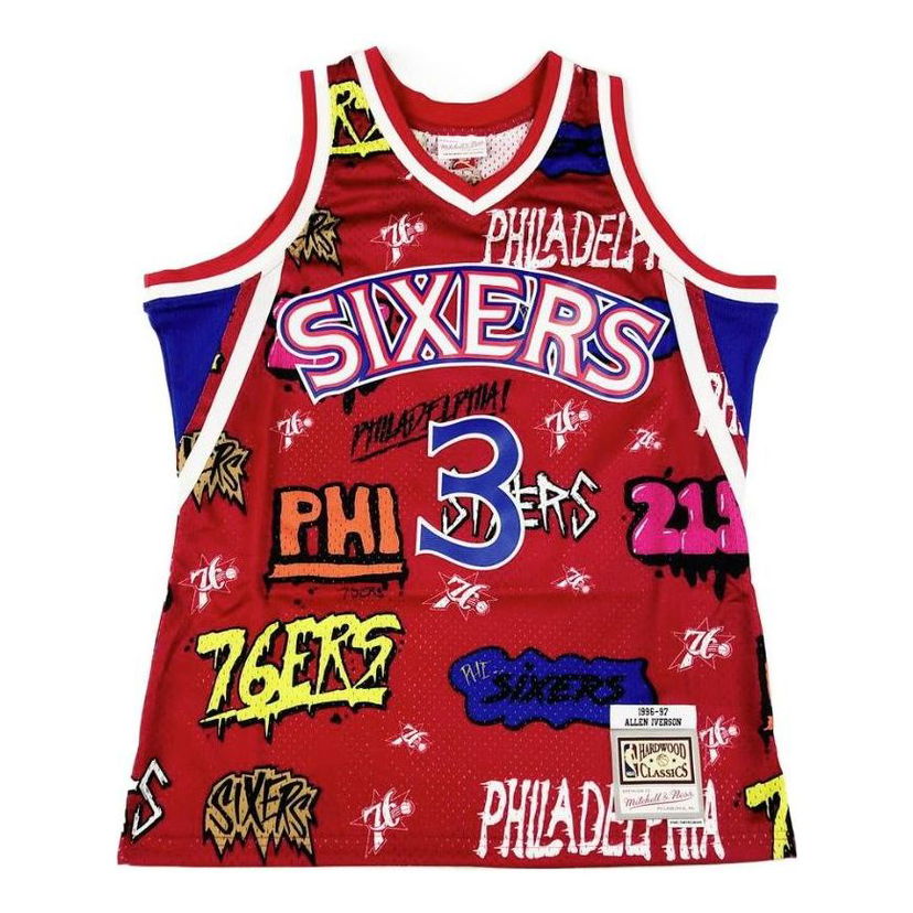Tielko Mitchell & Ness Mitchell & Ness Philadelphia Sixers Basketball Jersey Červená | TFSM4768-P7696AIVRED1