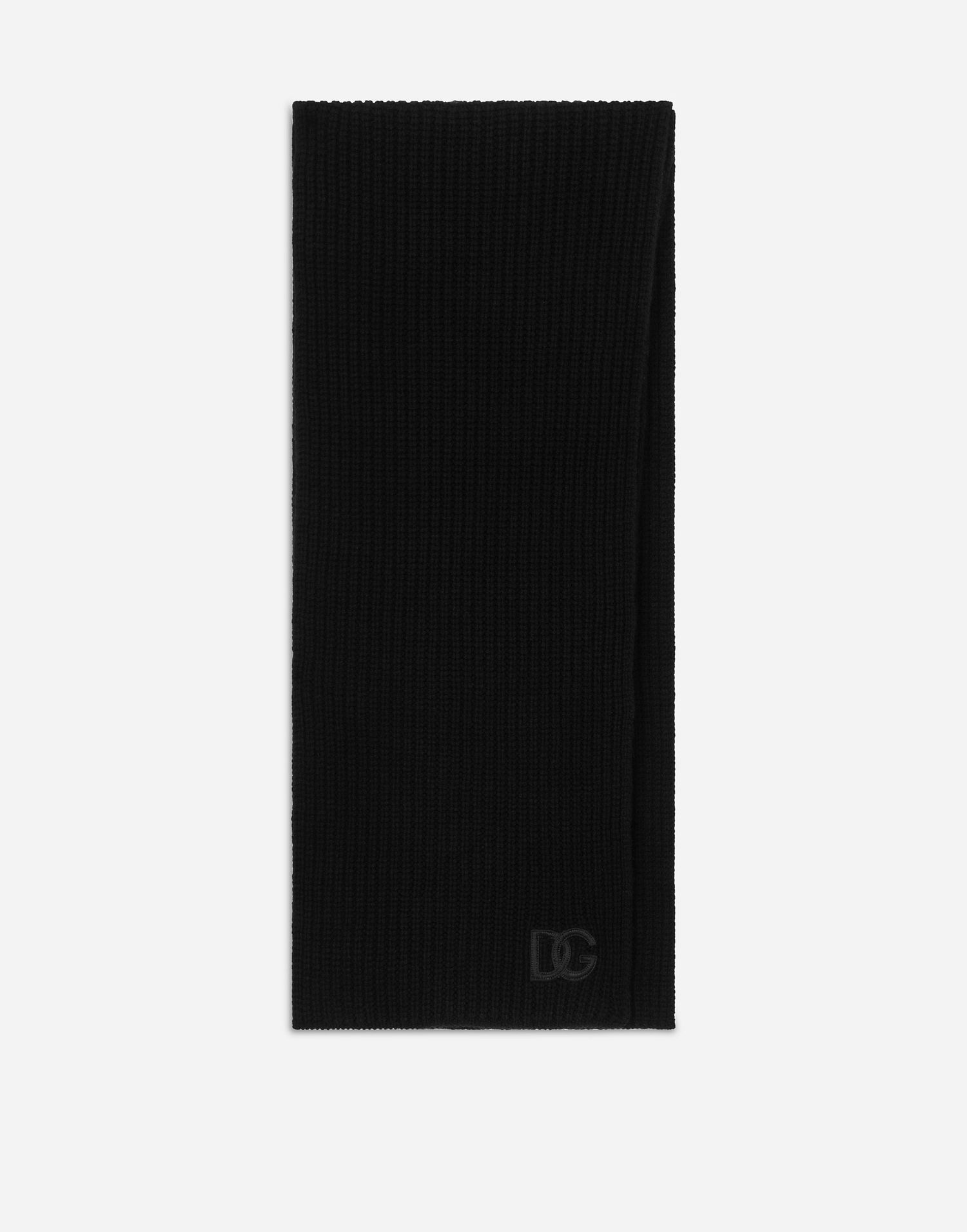 Šál Dolce & Gabbana Dolce & Gabbana Ribbed Cashmere Scarf with DG Logo Čierna | GXS99ZJAWYAN0000, 0