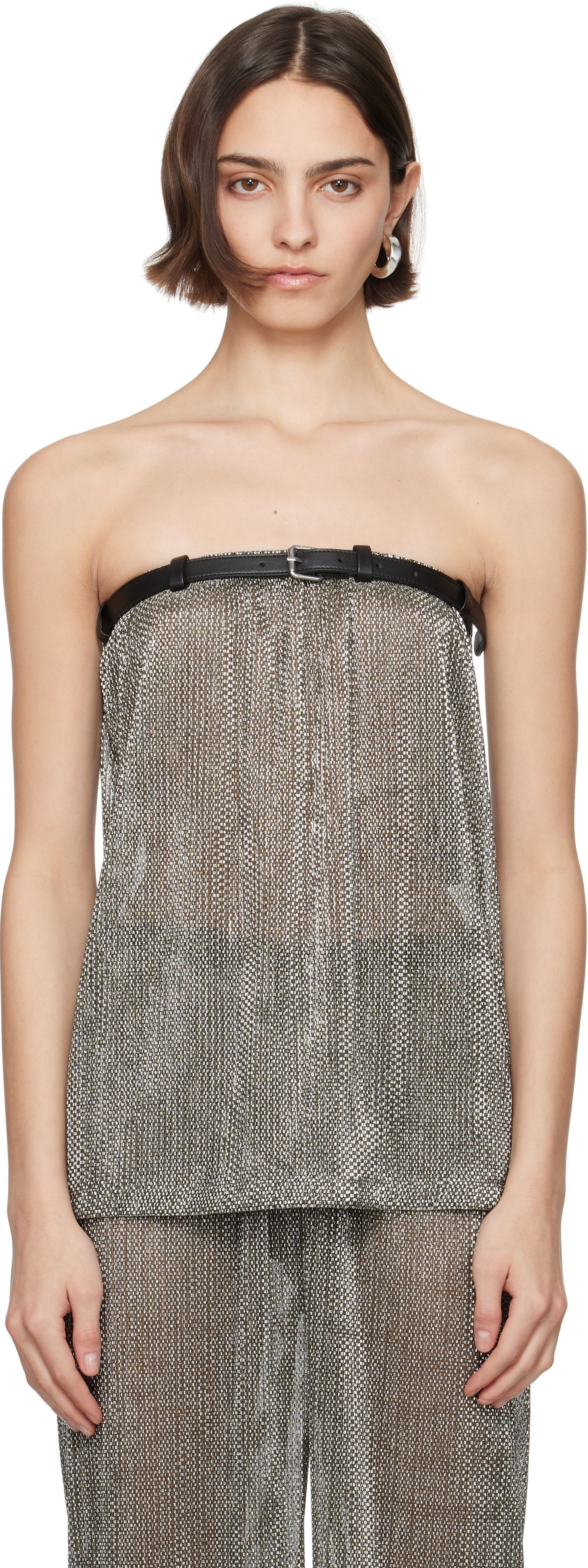 Tielko Nanushka Nanushka Gilma Metallic Knit Bandeau Top Metalická | NW25SSTP29882, 0