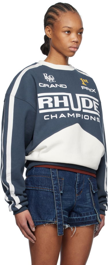 Mikina Rhude Rhude Champions Crewneck Sweatshirt Modrá | RHPS25ST06012, 4