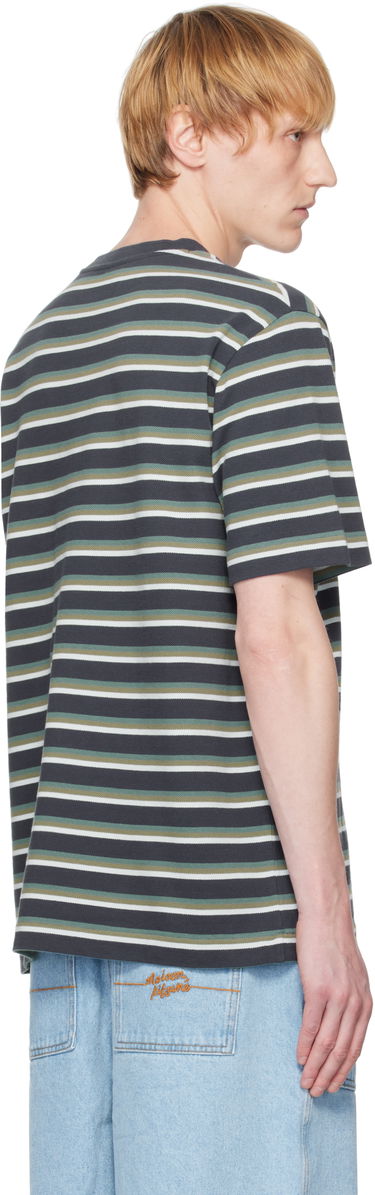 Tričko MAISON KITSUNÉ Kitsuné Profile Fox Patch Striped T-Shirt Šedá | OM00103KJ7010, 2