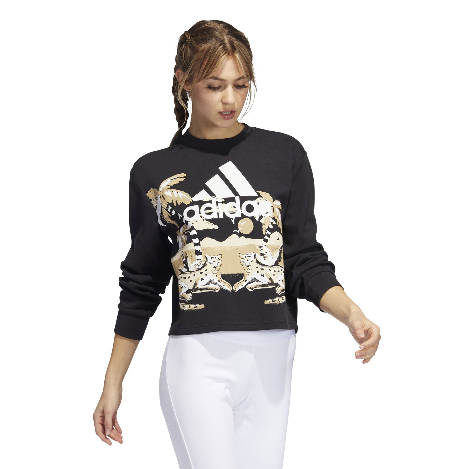 Graphic Print Cropped Sweatshirt