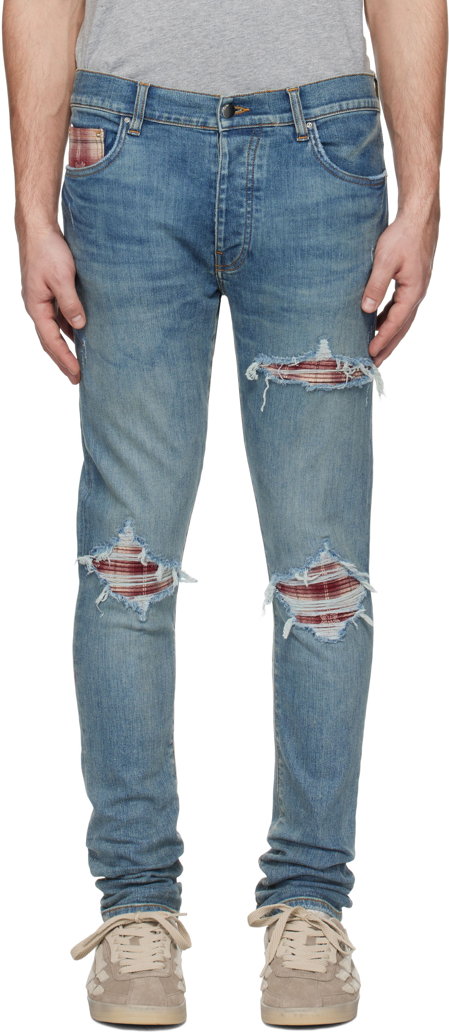 Džínsy AMIRI Quad Plaid MX1 Jeans Modrá | AMDNSY1104, 0