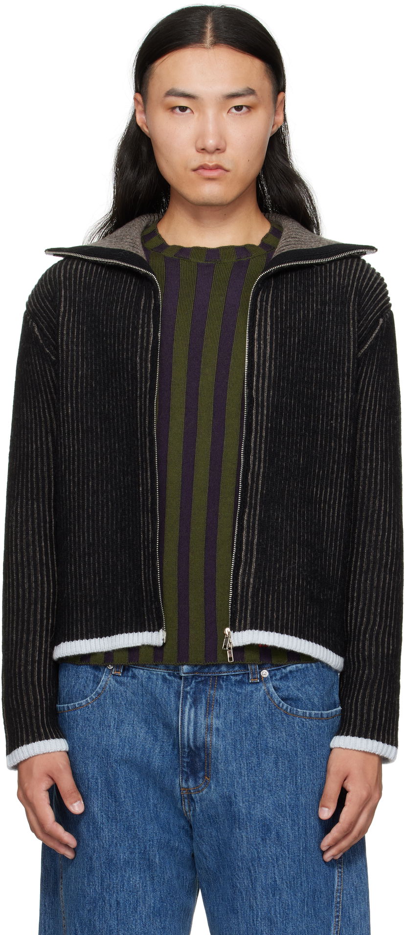Sveter Eckhaus Latta Eckhaus Latta Huddle Zip Sweater Čierna | 8267-EL-PF25-B