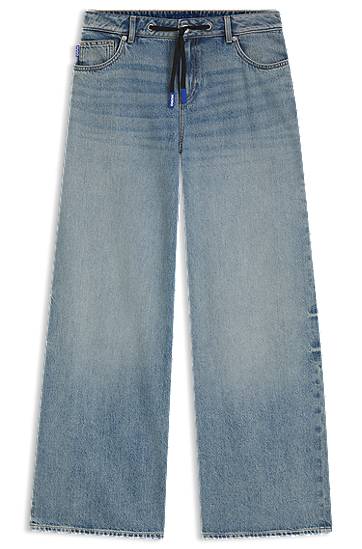 Džínsy BOSS HUGO Baggy-Fit Jeans with Drawcord Modrá | 50546341