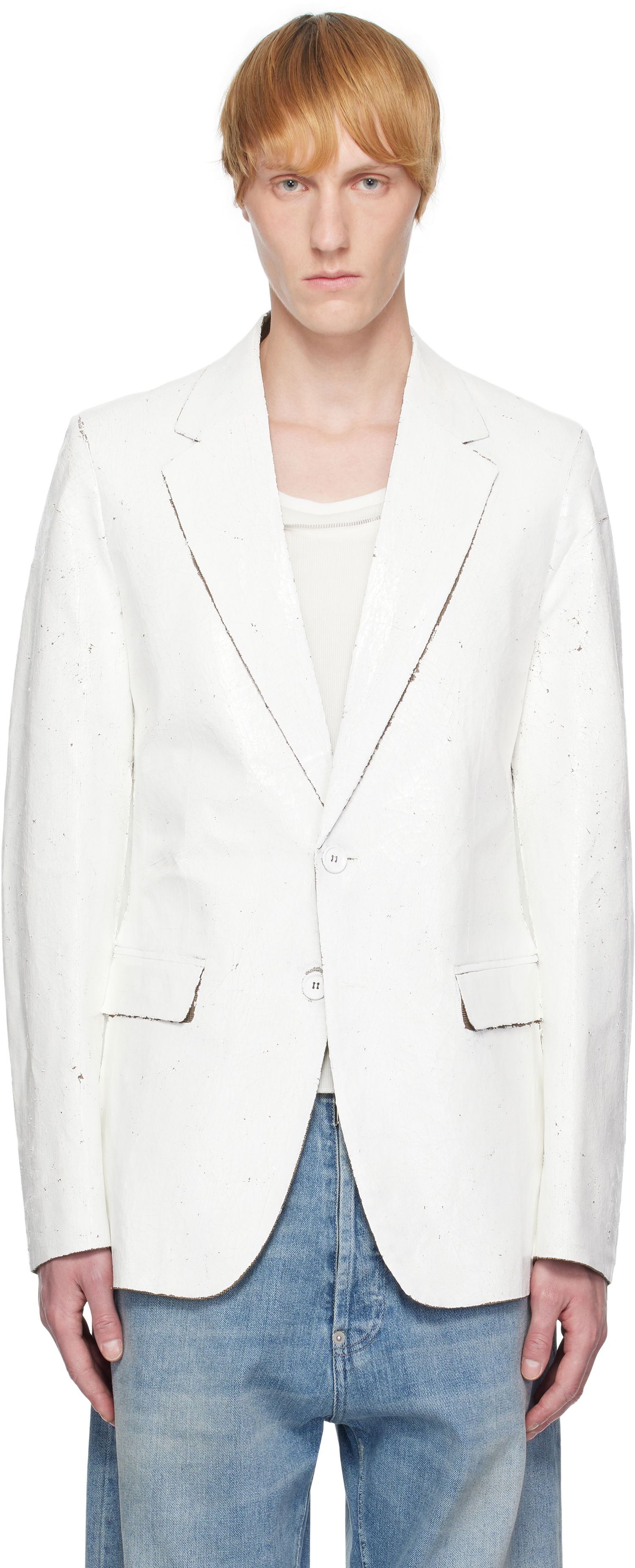 Bunda Maison Margiela MM6 Maison Margiela Painted Blazer Biela | SH2BN0010 M35437, 0