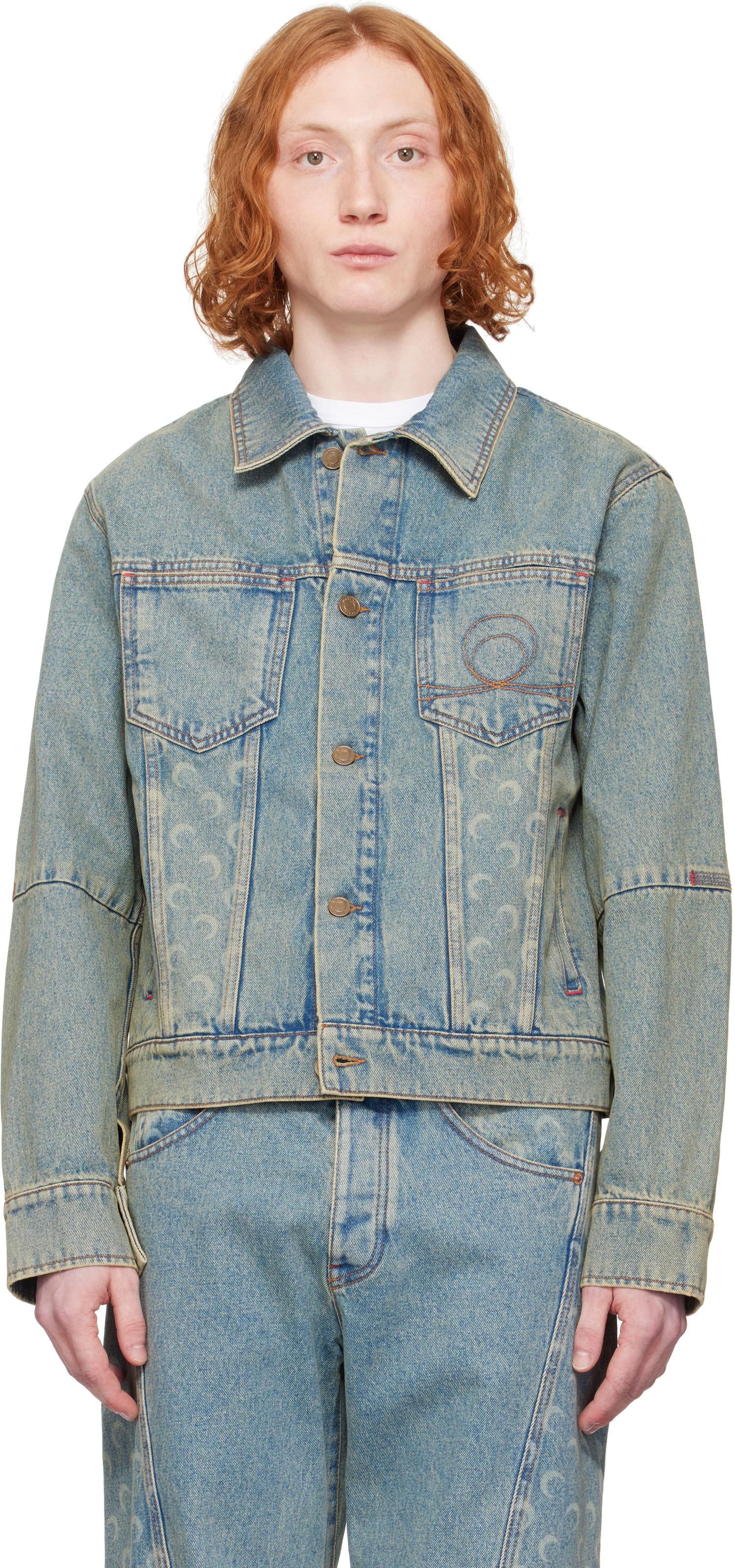 Bunda Marine Serre Marine Serre Moon Laser Denim Trucker Jacket Modrá | MJA063A CDEN0003, 0