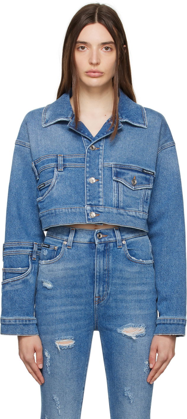 Blue Patchwork Denim Jacket