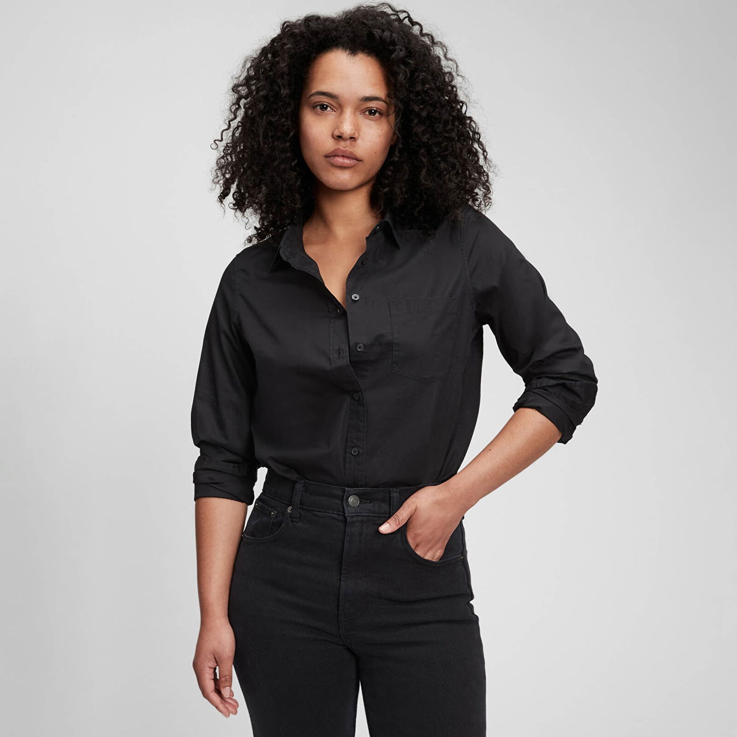 Košeľa GAP Shirt Perfect Shirt True Black XXS Čierna | 704271-02, 0