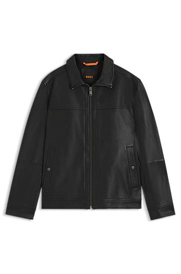 Bunda BOSS BOSS Nappa Leather Shirt Jacket Čierna | 50547511