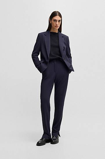 Nohavice BOSS Slim-Fit Stretch Trousers Navy | 50534616, 1