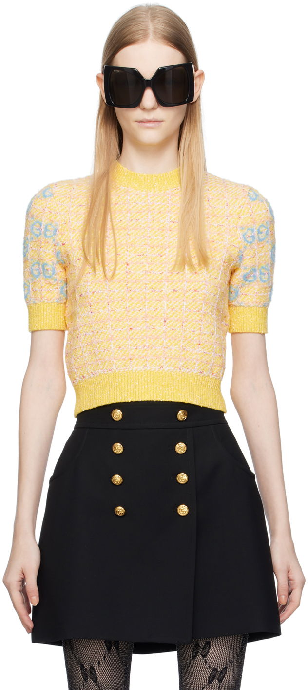 Sveter Gucci Yellow GG Intarsia Žltá | 749026 XKDCZ, 0