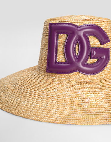 Klobúk Dolce & Gabbana Dolce & Gabbana Raffia Wide-Brim Hat with DG Logo Béžová | FH675ZGDDA1S9000, 2