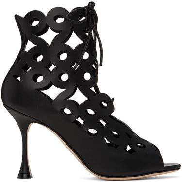 Oblečenie Manolo Blahnik Manolo Blahnik Taralo Cutout Leather Lace-Up Boots Čierna | 223-1415, 0