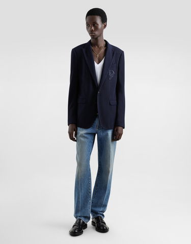 Bunda Dolce & Gabbana Single-breasted Cotton Jersey Jacket with Logo Embroidery Navy | G2TJ5ZGJ078B6712, 1