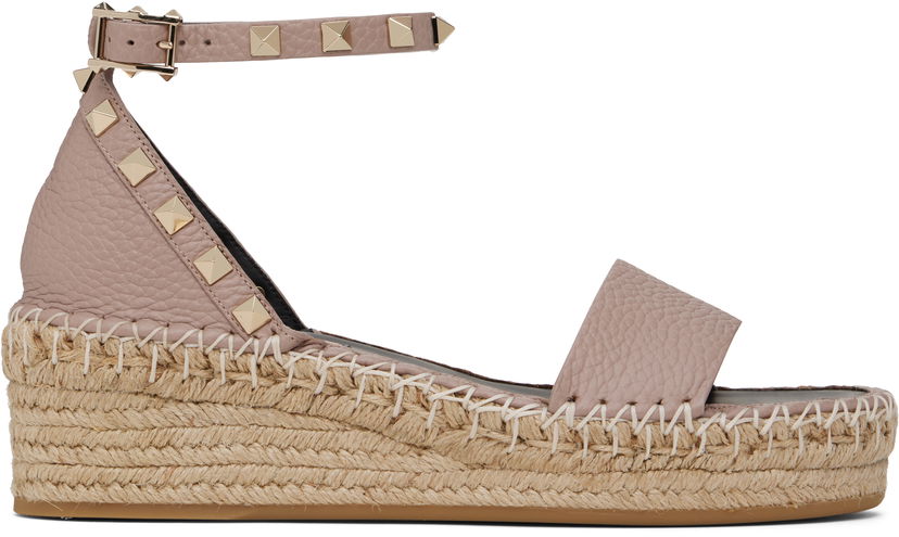 Starostlivosť o obuv Valentino Valentino Garavani Double Rockstud Espadrille Wedge Sandals Ružová | 6W2S0HB1VTO
