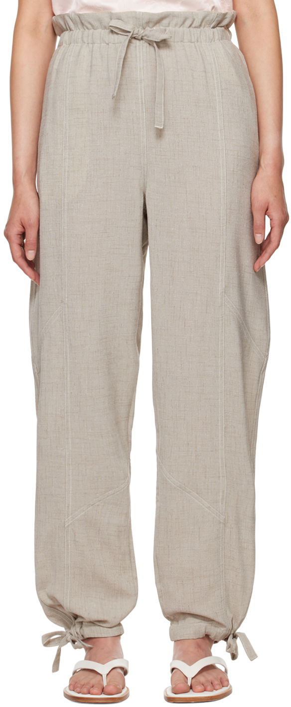 Nohavice GANNI Beige Elasticated Waist Trousers Šedá | F9217, 0