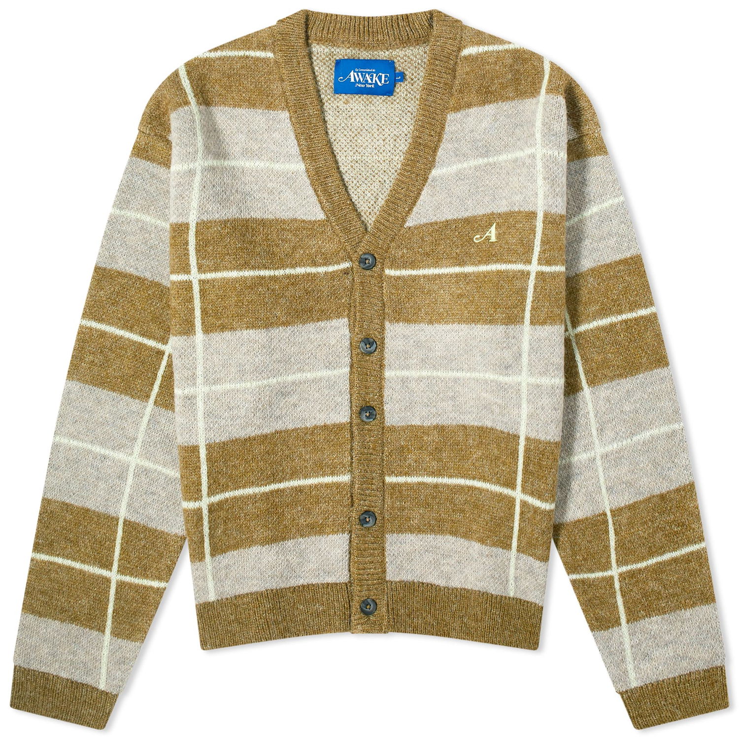 Sveter Awake NY Windowpane Mohair Cardigan Béžová | AWK-FW23-KN003-SGM, 0