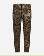 Dolce & Gabbana Leopard Print Denim Pants