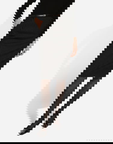 Sukňa Dolce & Gabbana Pinstripe Wool Calf-length Skirt Čierna | F4CXUTFR21XS8052_1, 1