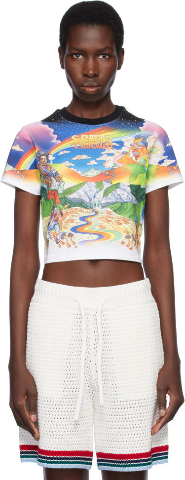 Crop Top Casablanca Casablanca 'La Musique' Graphic Cropped T-shirt Biela | WS25-JTS-009-04, 0