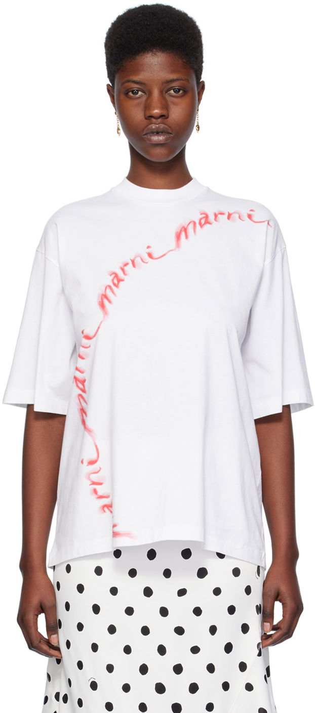 Tričko Marni Printed T-Shirt Biela | THJE0263P7 USCW29, 0