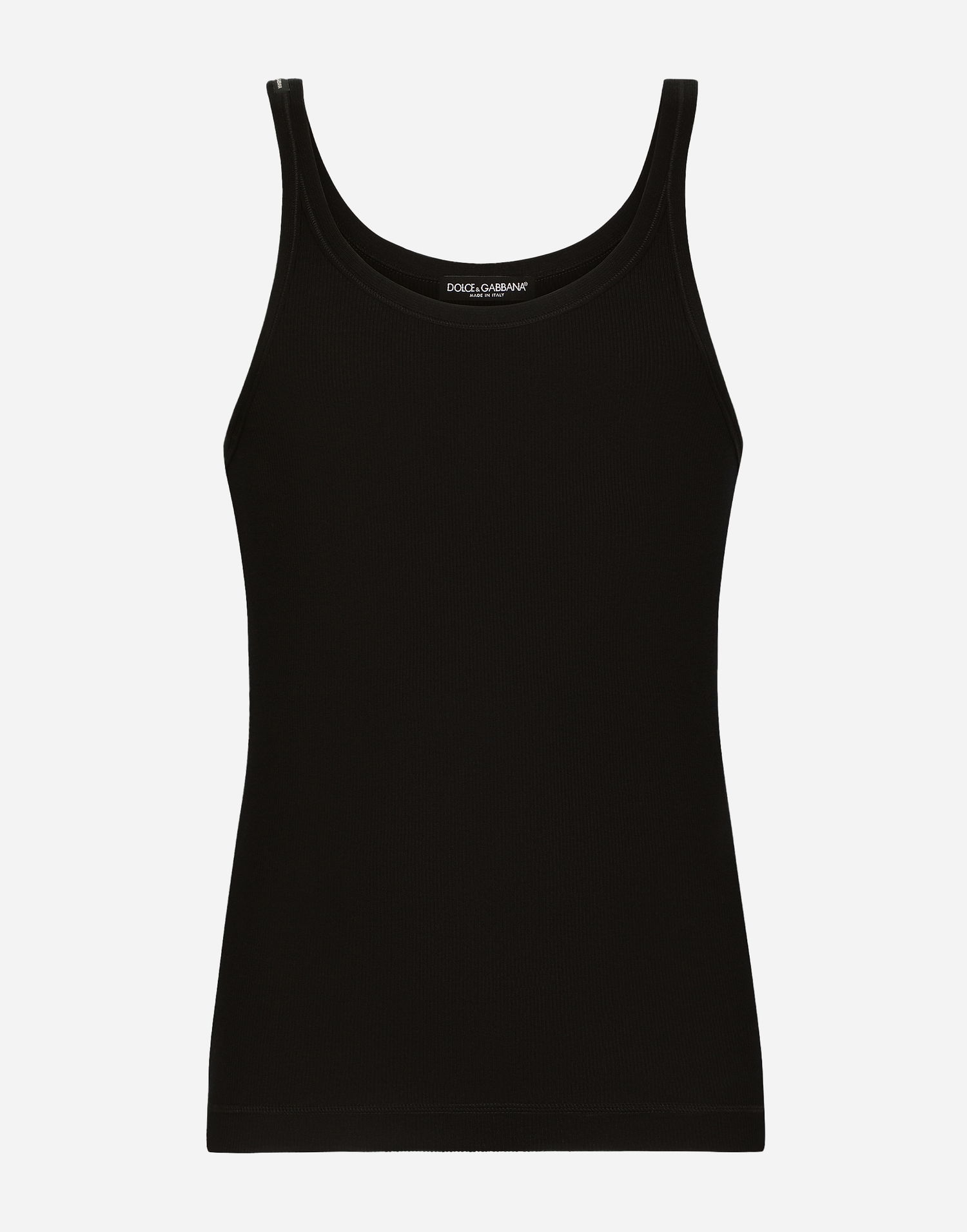 Tielko Dolce & Gabbana Fine-rib Washed Cotton Singlet Čierna | G8PA8TFU7AVN0000, 0