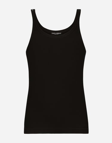 Tielko Dolce & Gabbana Fine-rib Washed Cotton Singlet Čierna | G8PA8TFU7AVN0000, 0