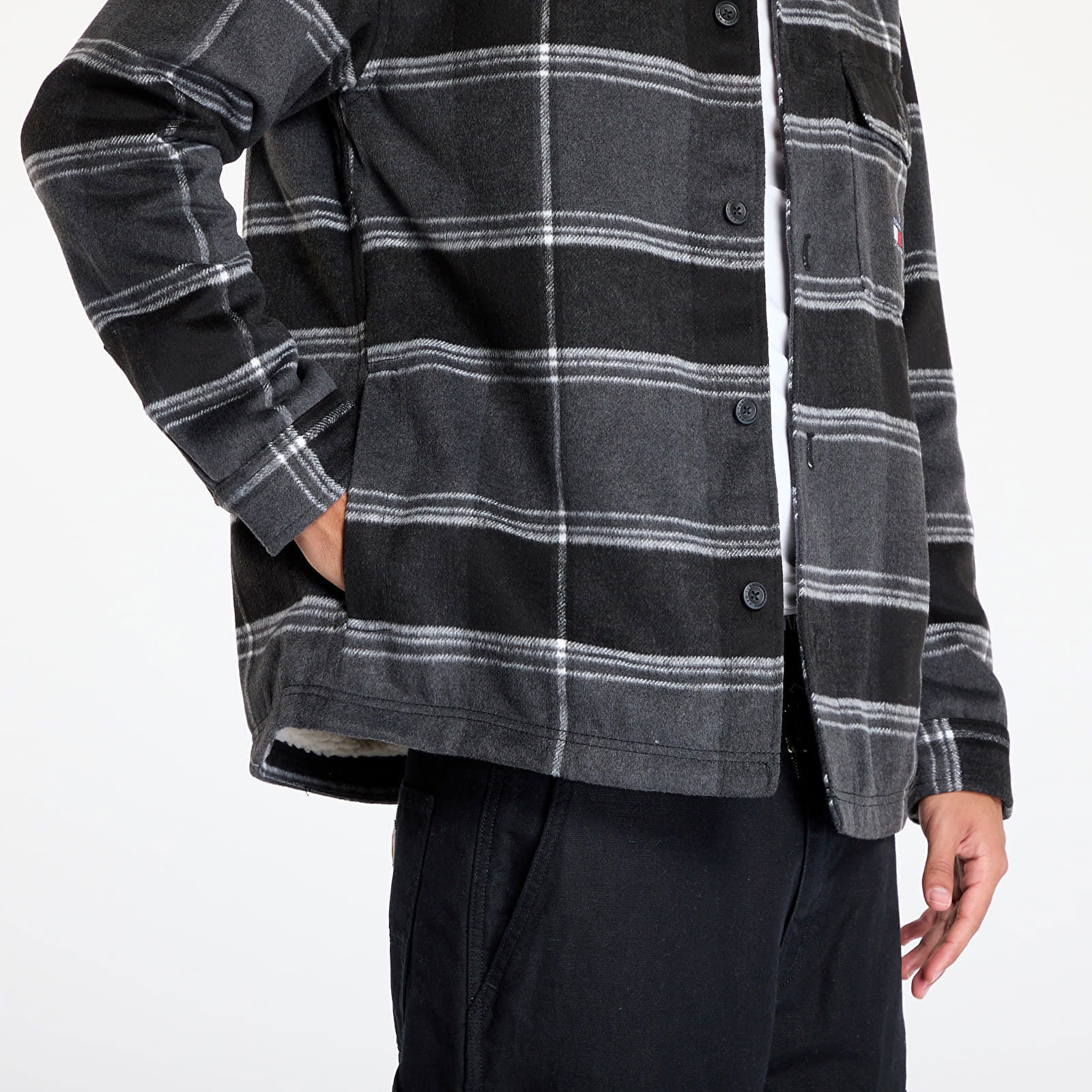 Check Sherpa Overshirt Black Check