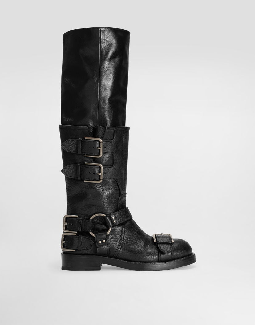 Doplnky Dolce & Gabbana Dolce & Gabbana Horse Leather Buckle Knee-High Boots Čierna | CU1243AW6028B956