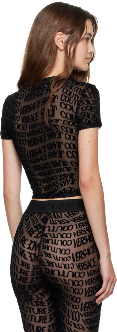 Tričko Versace Versace Jeans Couture Tulle Flock Liquify T-Shirt Čierna | E79HAH602_EJS490, 2