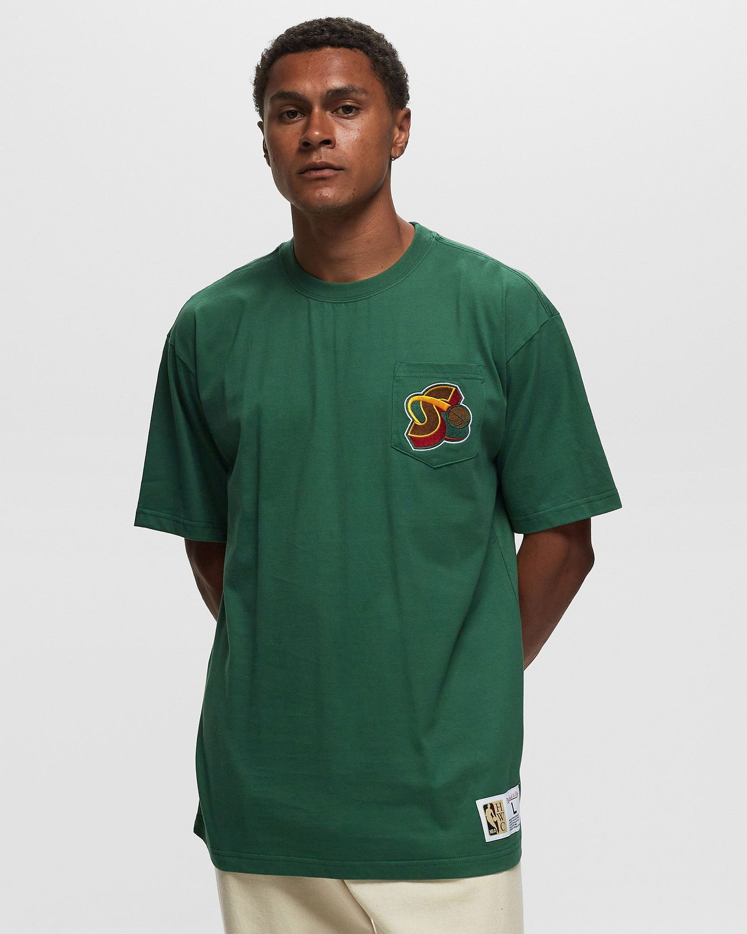 Tričko Mitchell & Ness NBA PREMIUM POCKET TEE SEATTLE SUPERSONICS Zelené | TCRW6277-SSUYYPPPDKGN, 1