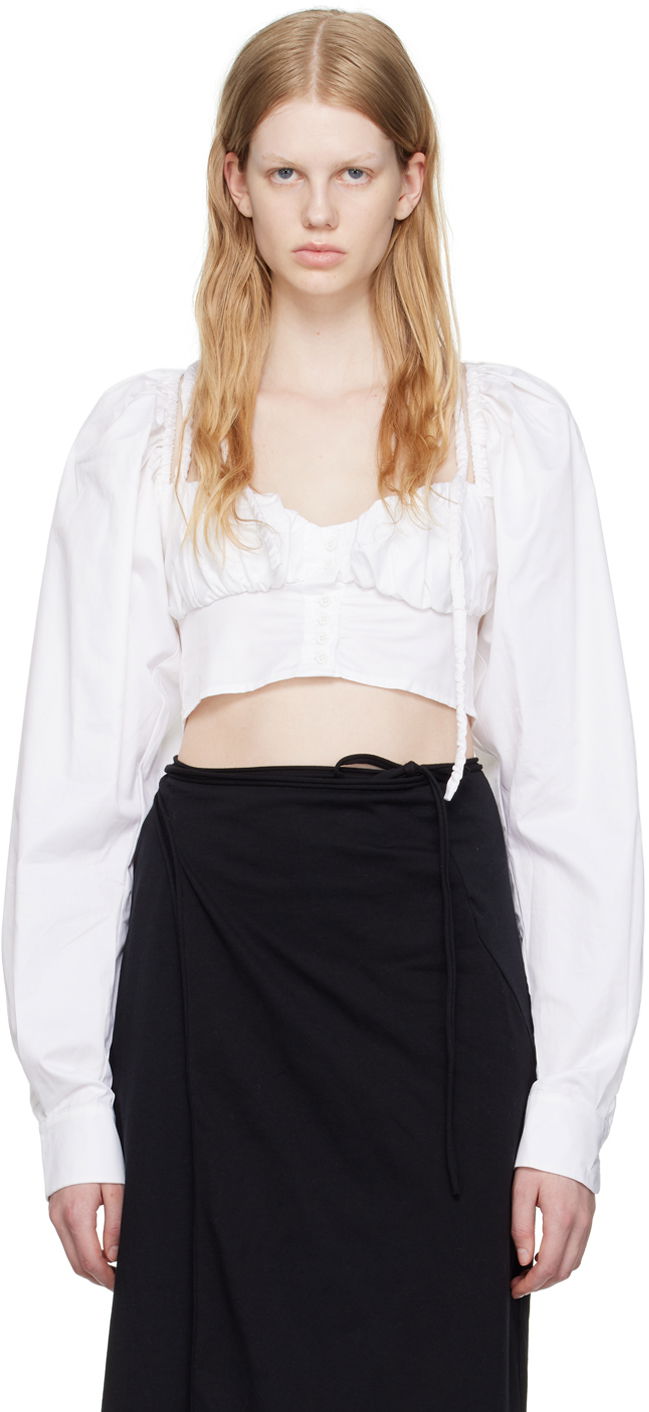 Crop Top Ottolinger Ottolinger Work Capsule Cropped Blouse Biela | Dirndl Blouse, 0