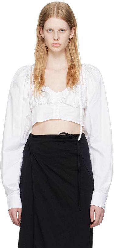 Crop Top Ottolinger Ottolinger Work Capsule Cropped Blouse Biela | Dirndl Blouse, 0