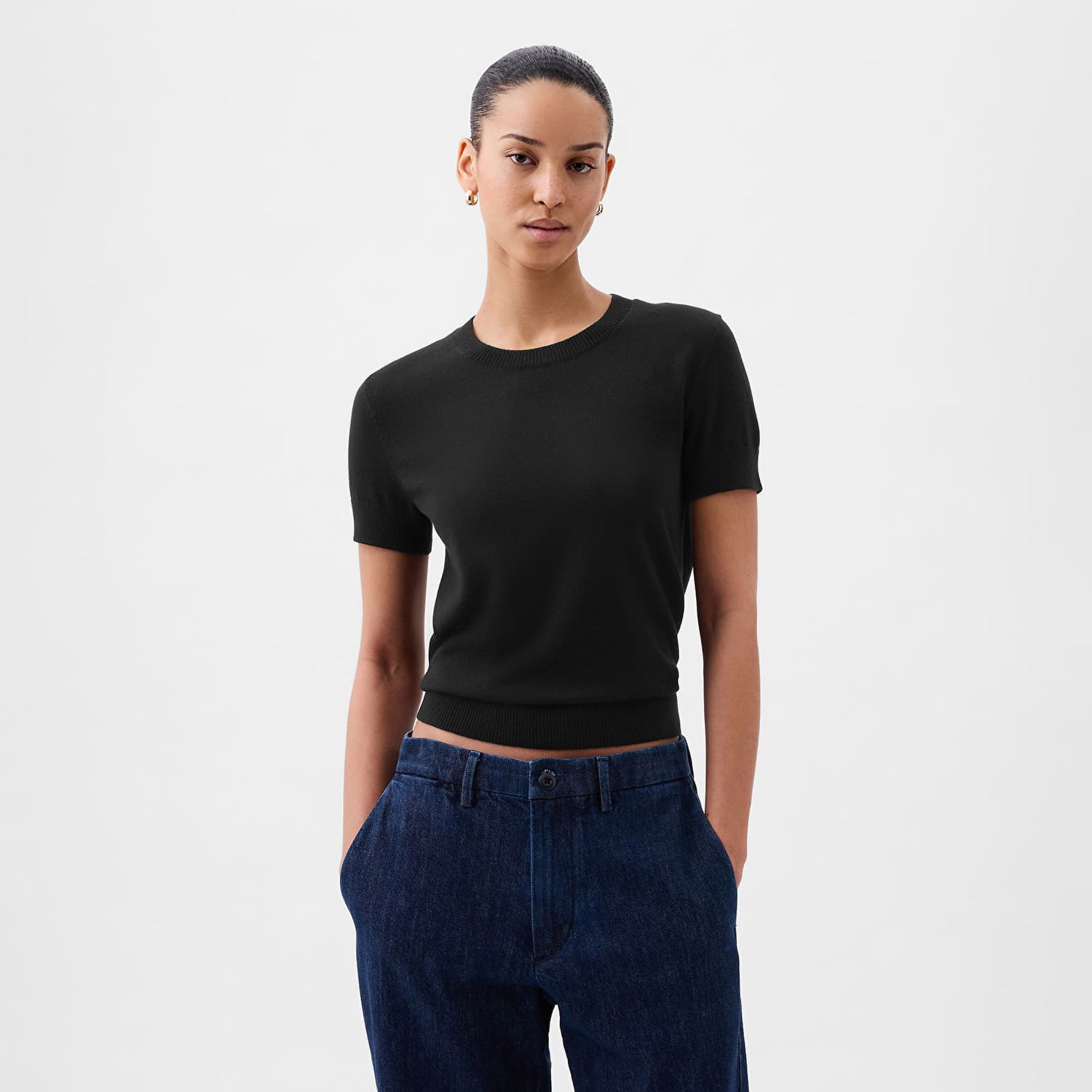 Tričko GAP Shortsleeve Cashsoft Baby Tee Black Čierna | 854755-04, 0