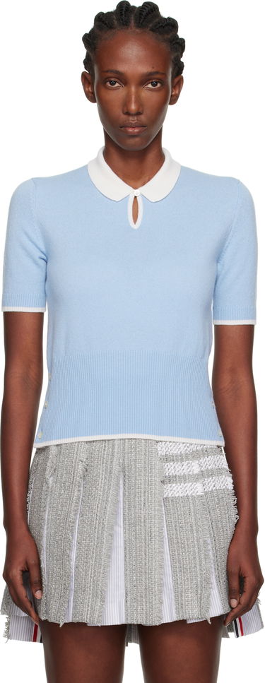 Polo tričko Thom Browne Thom Browne Stitch Cashmere Polo Modrá | FKP122A-Y2001, 0