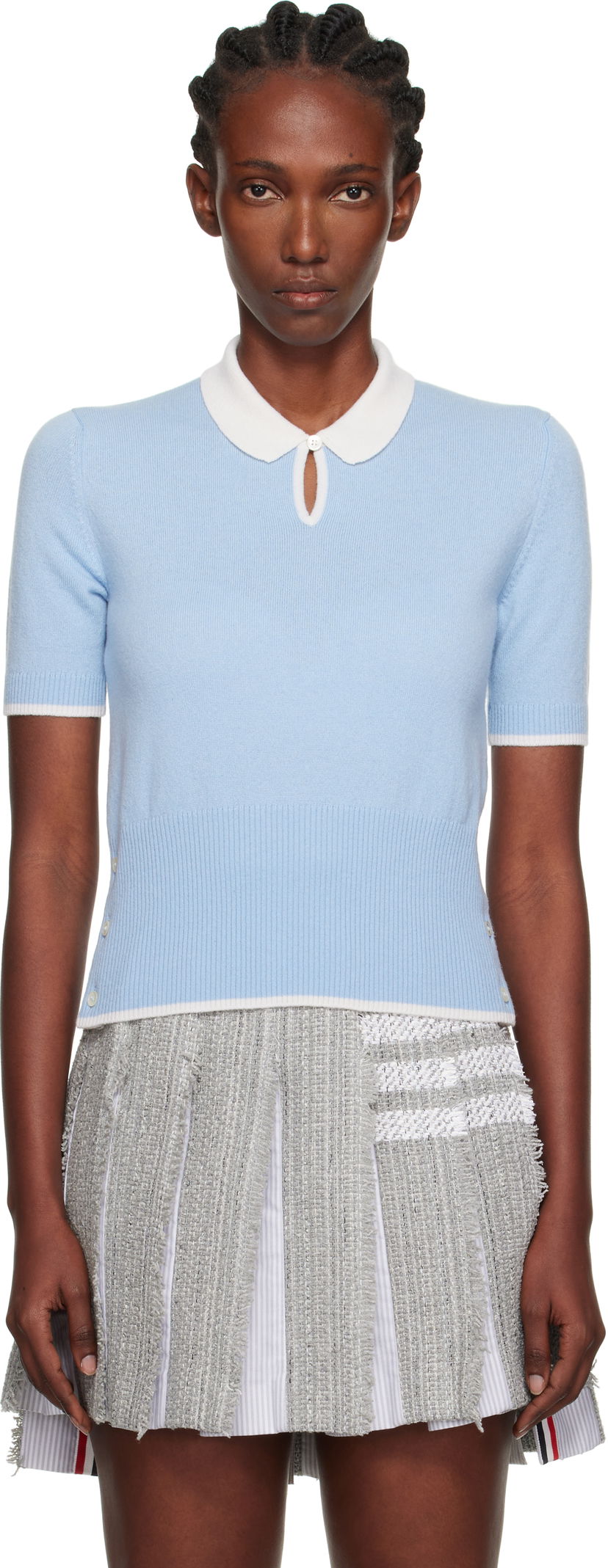 Polo tričko Thom Browne Thom Browne Stitch Cashmere Polo Modrá | FKP122A-Y2001