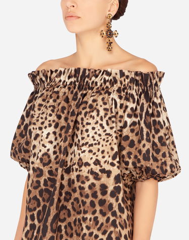 Košeľa Dolce & Gabbana Dolce & Gabbana Short-sleeved Leopard-print Poplin Top Rôznofarebný | F71J7THS5E3HY13M, 3