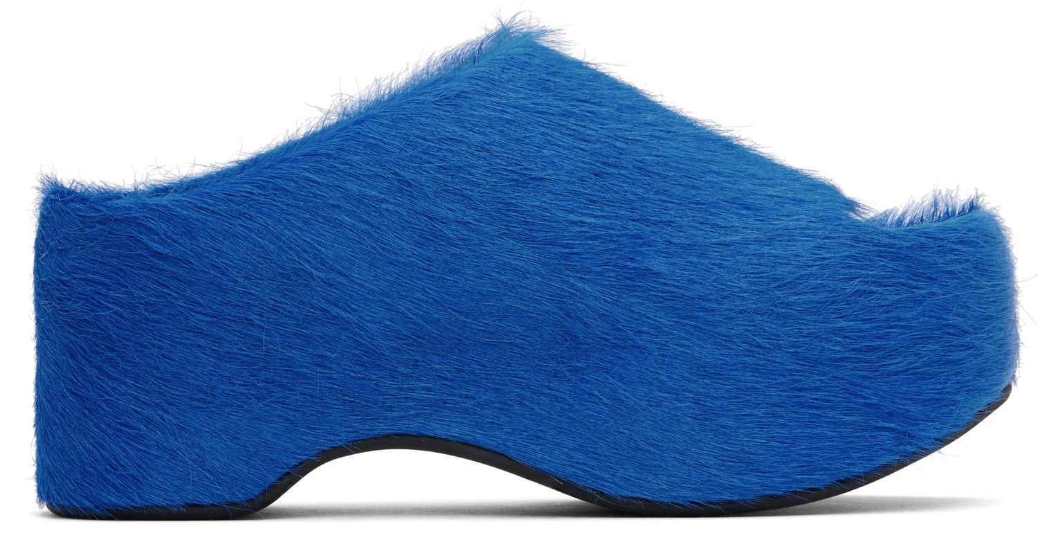 Tenisky a topánky Marni Long-Hair Calfskin Chunky Clog Slide Sandals Modrá | SAMS021004 P4122, 0