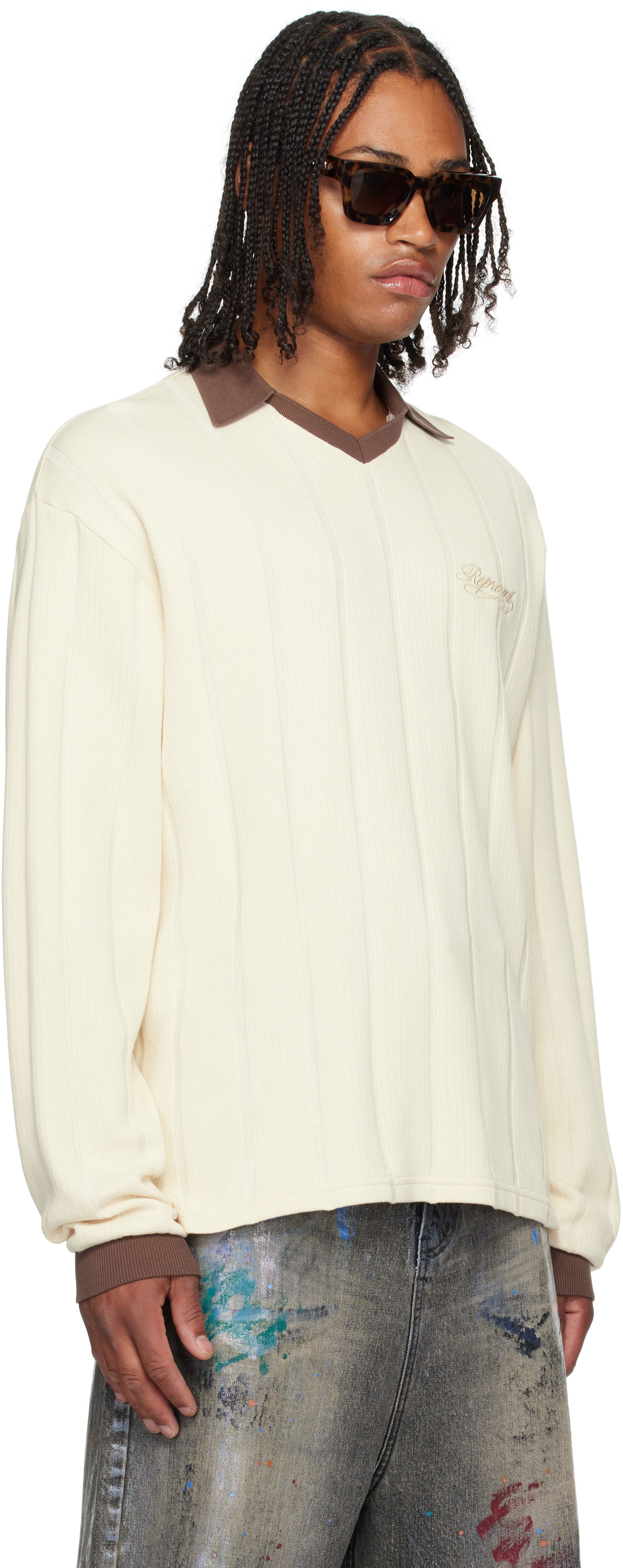 Polo tričko Represent Clo Represent Retro Football Long Sleeve Polo Biela | MLM100277, 1