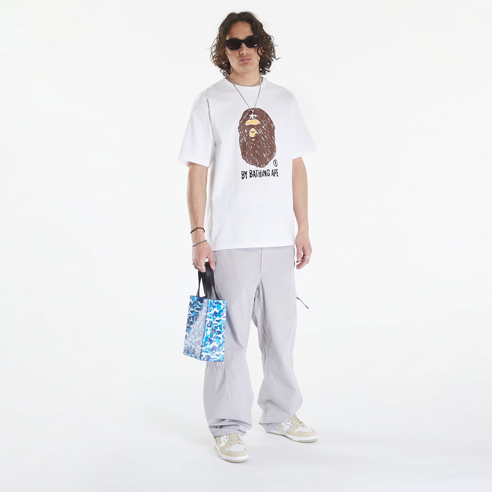 A BATHING APE Hand Draw Side Big Ape Head Tee White