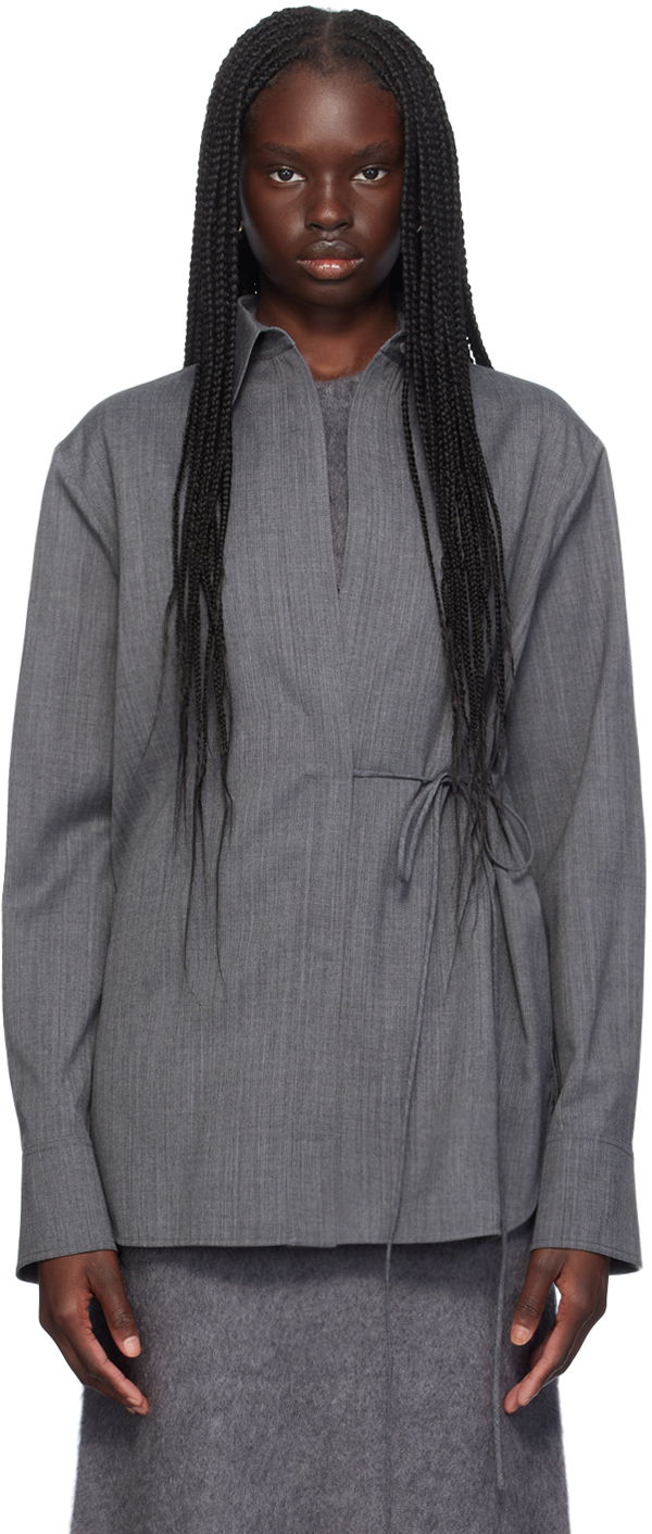 Košeľa Jil Sander Self-Tie Long Sleeve Shirt Šedá | J02DL0154_J40171, 0