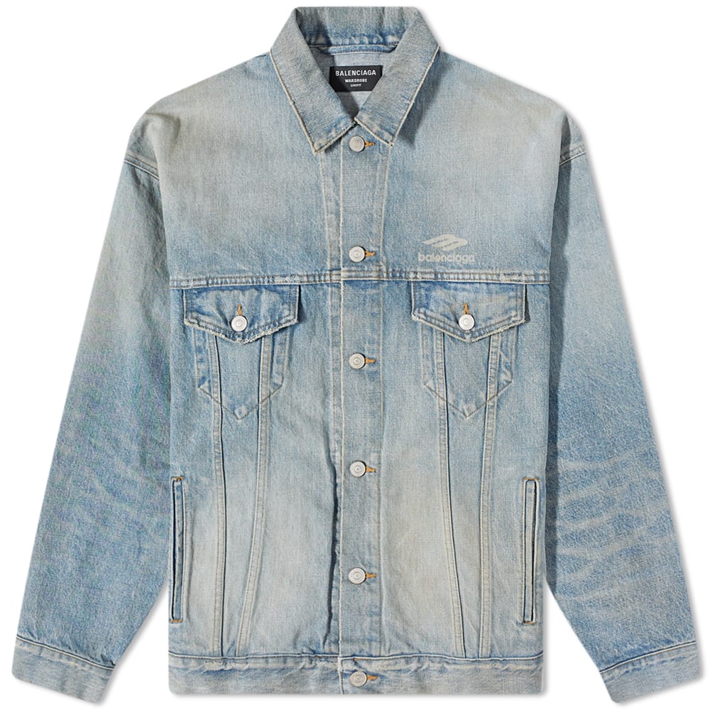 Bunda Balenciaga Back Logo Oversized Denim Jacket 80'S Dirty Clear Blue Modrá | 704299-TJW79-8469, 0