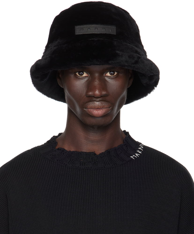 Klobúk Marni Shearling Bucket Hat Čierna | CLMC0055AX ULM094