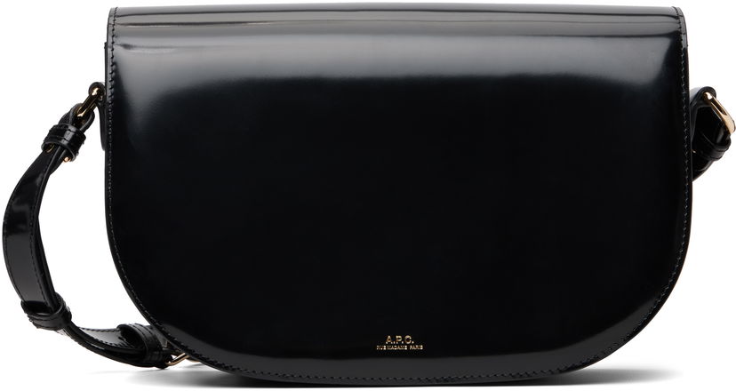 Taška cez rameno A.P.C. Le B-Side Patent Leather Saddle Bag Čierna | PXCBT-F67020