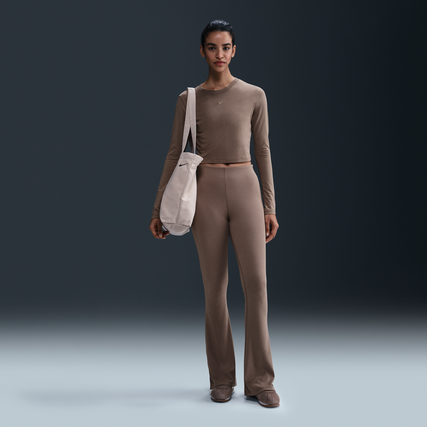 Súprava Nike Sportswear Chill Knit Ribbed Flare Leg Pants Hnedá | FQ2113-233, 0
