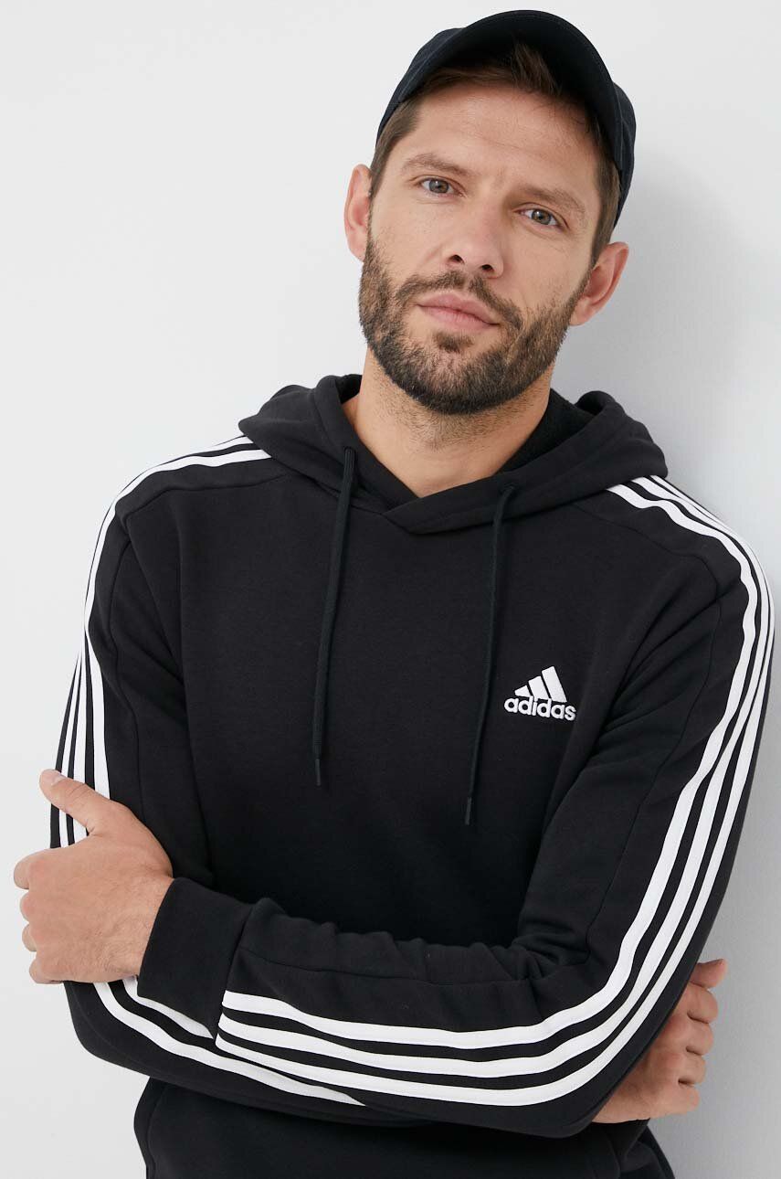 Mikina adidas Performance Essentials Fleece 3-Stripes Hoodie Čierna | IB4028, 0